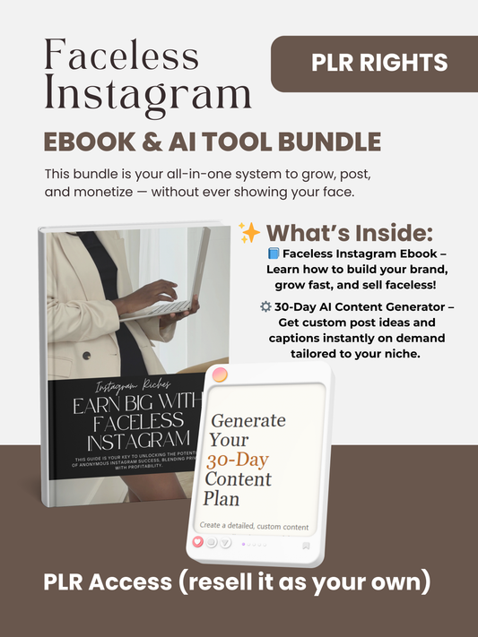 PLR Faceless IG Bundle (Ebook & Custom Content Generator)